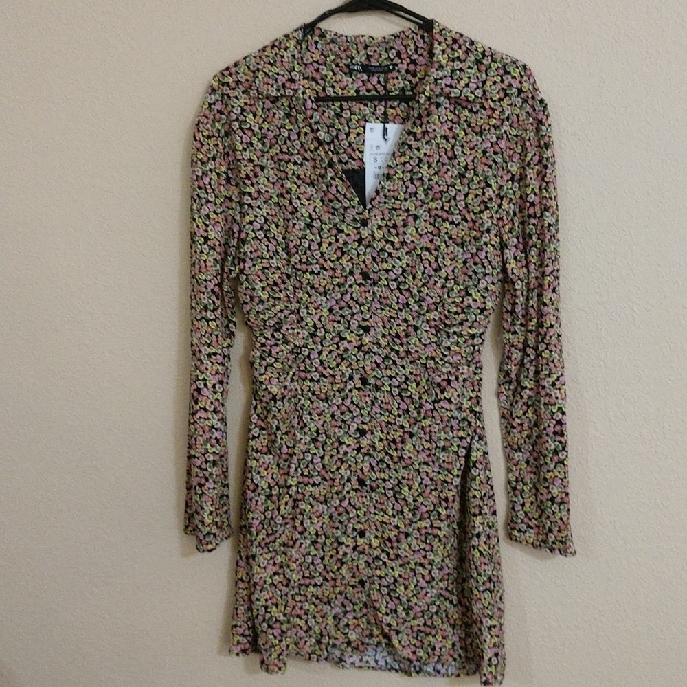 ZARA Multi Color Floral Printed Dress